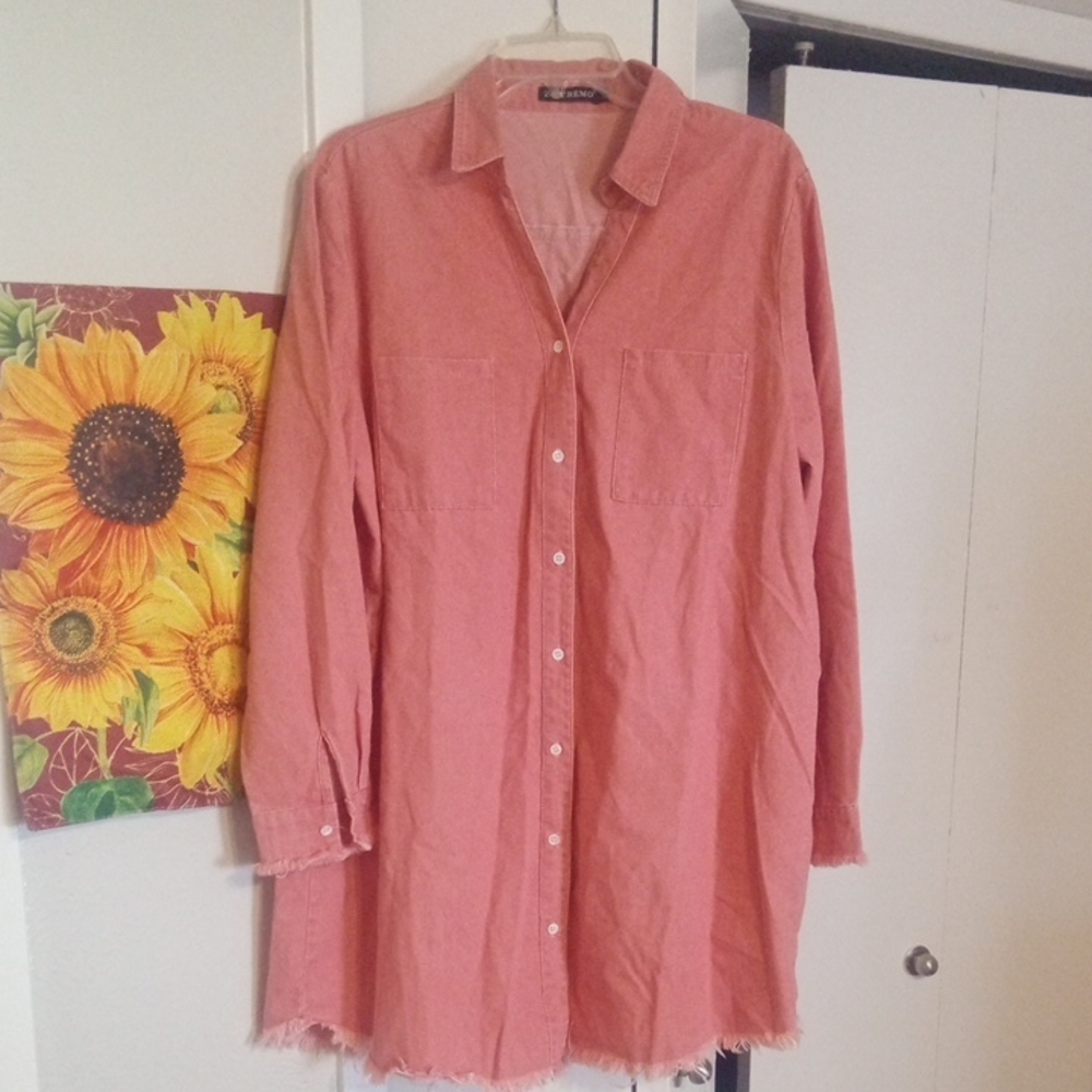 Zilcremo  Orange Button Down Shirt